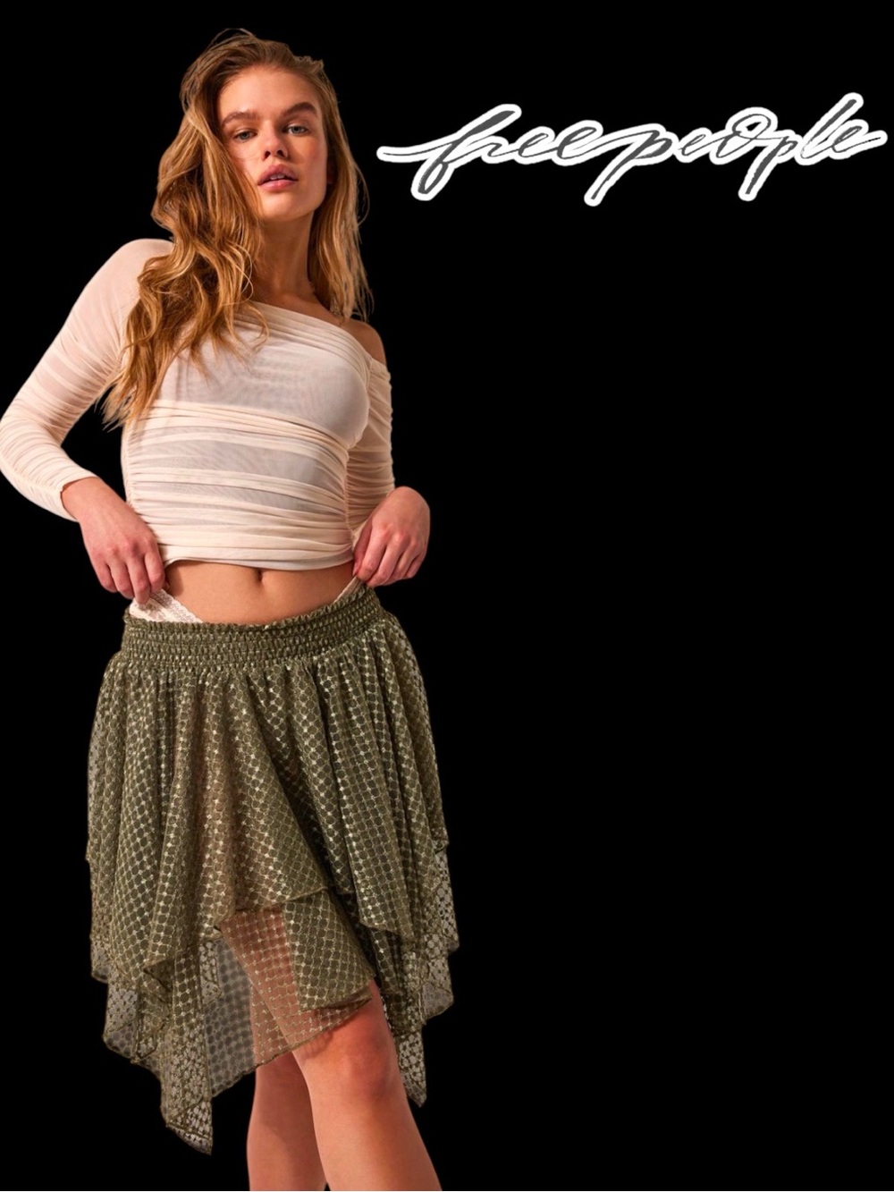 EUC Free People Intimately All Season Half Slip in Moss Green. Size XS